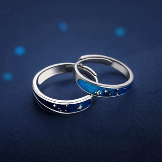 The Falling Star Matching Rings, worn scale view