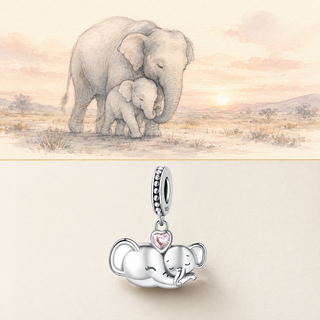 Two elephants walking close together and The Always Near Elephant Charm story