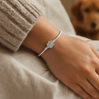 The Always Near Paw Charm Bracelet worn on wrist