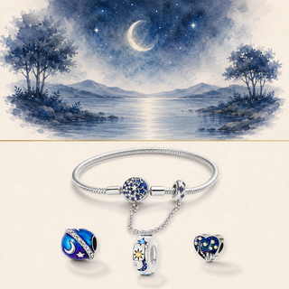 The Astral Set story-led celestial lake illustration and product image