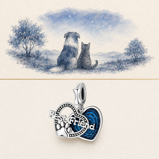 The Best Friend Paw Charm story-led illustration and exact product image