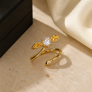 Adjustable Golden Snitch ring close-up