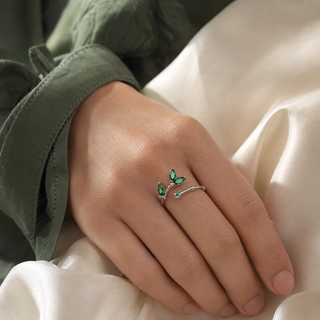 The Evergreen Promise Ring worn on hand