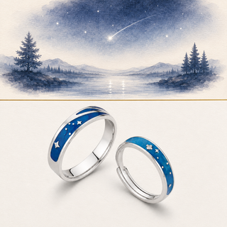 The Falling Star Matching Rings story-led falling star illustration and product image