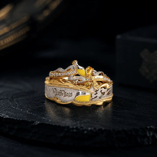 The Lucky Promise Matching Rings, close-up detail