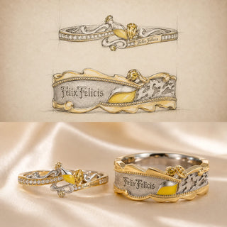 The Lucky Promise Matching Rings, worn scale view