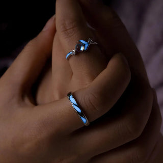 The Luna Matching Rings, worn scale view