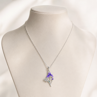 Iris Necklace shown on an ivory jewellery bust