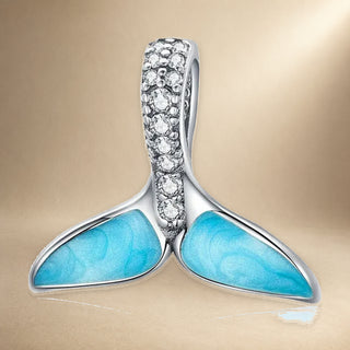 Close detail of Mermaid Tail Charm in 925 sterling silver
