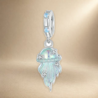 Close detail of Moonlit Jellyfish Charm in 925 sterling silver