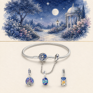 The Nocturne Set story-led moonlit garden illustration and product image