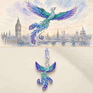 A phoenix rising over London and The Rising Aurora Phoenix Charm story