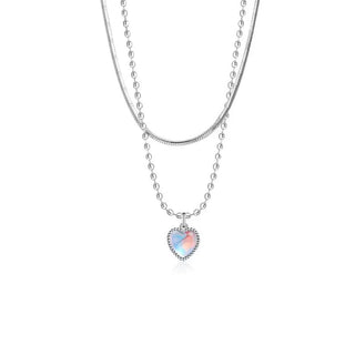 The Aurora Heart Layered Necklace Set, worn scale view