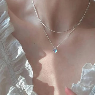 The Aurora Heart Layered Necklace Set, alternate product view