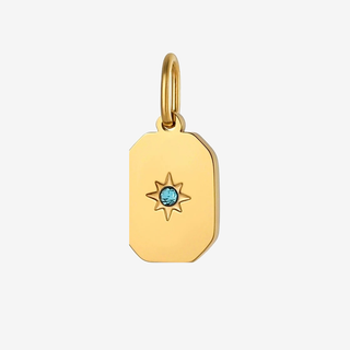 March Aquamarine rectangle birthstone pendant on f5 background