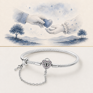 The Secret Heart Charm Bracelet story-led illustration and exact product image