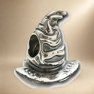 Close detail of Sorting Hat Charm in 925 sterling silver