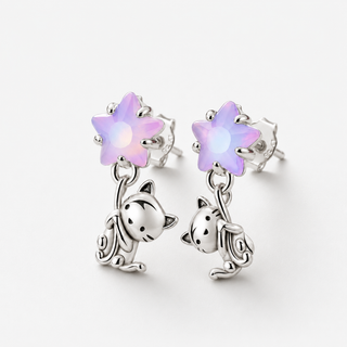 The Starlit Mischief Cat Earrings on a neutral F5F5F5 background