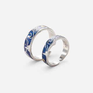 The Van Gogh Starry Night Ring Duo on a neutral F5F5F5 background